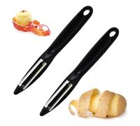 ZILZUFA Lot de 2 Éplucheur Universel à Lame Pendulaire, Éplucheur Légumes, Éplucheur pivotant en Acier Inoxydable, Eplucheur Manuel Pomme de Terre Poignée Ergonomique, Éplucheur pour Fruits, Noir