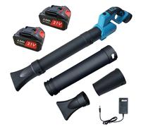 Zimilo, souffleur de feuilles à batterie sans balais, 21V, avec 2 batteries, réglable sur 6 niveaux, vitesse maximale de 32000 tr/min, léger, avec 2 buses, idéal pour le jardin, la cour et la terrasse