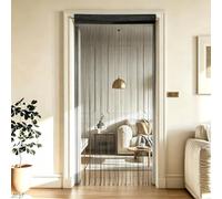 Zimoer 2 Pièces Rideau de Fil Porte à Franges, Rideaux à Fils pour Portes, Corde Rideaux Paillette Frange pour Maison Patio Mariage Café Restaurant, Passage de Tringle, 100 x 200 cm (Noir)
