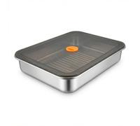 Zimoer Boîte à Pâtons 5cm - Bac à Pâte Pizza en Acier Inoxydable avec Couvercle, Boîte de Fermentation Empilable pour Réfrigérateur, Idéal pour Maturation à Froid