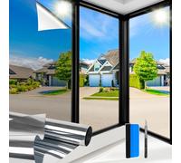 Zindoo Film Fenetre Anti Regard Film Anti Chaleur Bon Effet Miroir Anti UV avec Kit de Pose Protection de la Vie Privée Protéger du Soleil pour Maison Bureau Balcon Magasin (75x120cm, 2 Rouleaux)