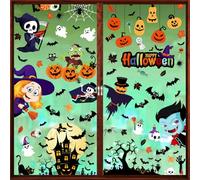 Zindoo Halloween Decoration Stickers Fenetre d'halloween 9 feuilles 101 Pièces Autocollants de Fenêtre d'halloween pour enfants, Mignon Enfantin Impression Recto-Verso pour Vitres Portes Miroirs