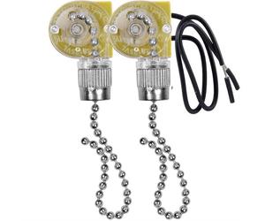 Zing Ear ZE-109 Interrupteur de LumièRe à Deux Fils avec Cordons de Traction pour Ventilateurs de Plafonnier Lampes 2Pcs Argent