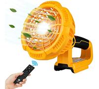 Zinkiwayr Ventilateur portable sans fil compatible avec batterie Dewalt 14,4 V-20 V avec lumière LED de 300 lm et port USB pour voyage, tente, bureau, maison, pique-nique, barbecue, pêche