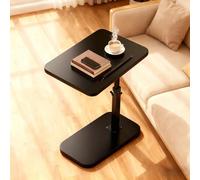 Zinueen Table d'appoint pivotante à 360° en forme de C réglable en hauteur, table basse avec structure en métal, peu encombrante pour les petits espaces, avec support pour smartphone et tablette (noir