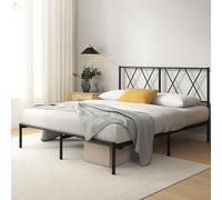 Zinus Elias - Cadre de lit double - 135 x 190 cm - Hauteur 30 cm - Cadre de lit en métal avec tête de lit - Cadre de lit plateforme avec support à lattes en acier - Espace sous le lit - Montage facile