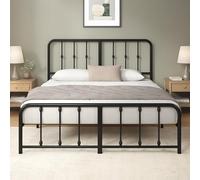 Zinus Florence Bed 135 x 190 cm - Sommier en métal avec tête et Pied de lit - Hauteur 35 cm - Lit avec sommier à Lattes en métal - Montage Facile - Espace de Rangement sous Le lit - Noir