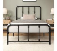 Zinus Florence Lit Simple 80x190 cm - Lit 80x190 - Structure de lit avec tête de lit et Pied en métal - Hauteur 35 cm - Sommier à Lattes en métal Inclus - Compartiment de Rangement en Dessous - Noir