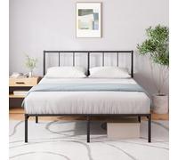 Zinus Justin - Cadre en Métal 200 x 140 cm avec Tête de Lit et Sommier à Lattes - 35 cm de Haut - Espace Libre sous le Cadre
