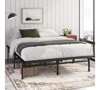 Zinus Justin Lit Double 140x190 cm avec Lattes en Métal - Cadre de Lit 2 Places en Acier Robuste - Rangement sous Le Lit - Montage Facile - Noir