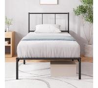 Zinus Lit Justin 90 x 190 cm - Sommier en métal avec tête de lit - Hauteur 30 cm - Lit avec sommier à Lattes métalliques - Montage Facile - Espace de Rangement sous Le lit - Design Moderne - Noir