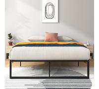 Zinus Lorelai Lit 140 x 200 cm - Hauteur 36 cm avec Espace de Rangement sous Le lit - Plateforme en métal - Noir