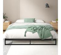 Zinus Sommier 140x190 cm avec Lattes en Bois - Hauteur 18 cm - Cadre de Lit 2 Personnes en Acier Robuste - Montage Facile - Noir