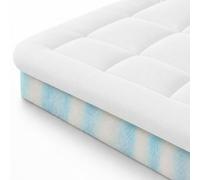 Zinus Surmatelas 90 x 190 cm, 10 cm, Mousse à mémoire de Forme au Gel | Deux couches, moelleux, respirant et rafraîchissant avec 4 élastiques