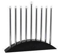 Zion Judaica Menorah électrique à LED - Nouvelle arche classique noire et argentée style Hanukkiah 35,6 x 31,8 cm (l x H)