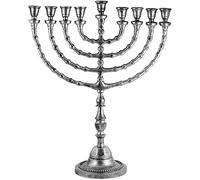Zion Judaica Menorah Traditionnelle Extra Large à Utiliser avec des Bougies épaisses de Shabbat ou des Tasses à Huile Style Antique Hanoukka Minorah pour Shul, Synagogue, Temple 53,3 cm de Haut