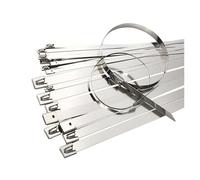 Zip Ties Inoxidable 10 20 50 100 200 pièces 12mm 0.47 pouces enveloppe d'échappement multi-usages 304 en acier inoxydable attache de câble métallique attaches zippées autobloquantes(50PCS,12x200mm)
