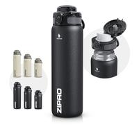 ZIPRO Gobelet Isotherme en Acier Inox 1000ml Grande Gourde avec Poignée de Transport Maintient 12h Chaud & 24h Froid Isolée sous Vide Mug de Voyage pour Camping et Sport - Noir