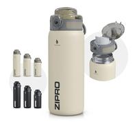 ZIPRO Gobelet Isotherme en Acier Inox 700ml Grande Gourde avec Poignée | Maintient 12h Chaud & 24h Froid Isolée sous Vide Mug de Voyage pour Camping et Sport - Beige