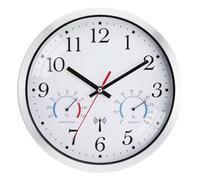 Ziprote Horloge radiopilotée numérique avec Affichage de la température, Moderne Horloge Murale silencieuse sans Tic-tac, Murale Facile à Lire, pour Chambre,Chambre, Salon，25CM (Blanc)