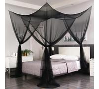 ZIQINPSQ Moustiquaire pour lit double et lit simple, grande moustiquaire pour lit, trous fins, moustiquaire carrée, protection contre les insectes, 4 entrées, installation facile (200 x 220 x 210 cm,