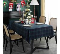 ZIQINPSQ Nappe Rectangulaire Britannique en Tartan 140x200cm - Nappe Anti-Taches et Anti-Rides pour Salle à Manger, Fêtes, Usage Quotidien, Bleu et Vert