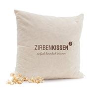 ZirbenFamilie Coussin décoratif naturel 40 x 40 cm • Coussin décoratif rempli de flocons de pin naturels - Inscription « rêve simplement céleste » • Un produit de la famille des pins - connu du commerce spécialisé et de l'industrie hôtelière