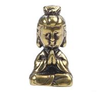 ZiStarlilife 1 lot pour mini statue de Bouddha Guanyin en laiton, figurine en cuivre massif avec finition antique pour la maison, le bureau, le salon, le café, 37 x 21 x 17 mm