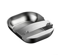 ZiStarlilife 1 repose-cuillère en acier inoxydable pour cuisine, support de louche profond pour spatule et ustensiles, organiseur de comptoir anti-déversement pour la cuisine, argent, 115 x 142 x 3 cm