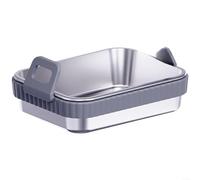 ZiStarlilife Accessoires pour friteuse à air comprimé en acier inoxydable avec couvercle et support, poignée en silicone antidérapante, passe au lave-vaisselle pour rôtir et griller (gris 4)