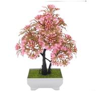 ZiStarlilife Bonsaï artificiel pour cerisier en fleurs, plante artificielle réaliste avec lavande et fleurs roses, arbre en plastique nécessitant peu d'entretien pour la maison, le bureau, la table de