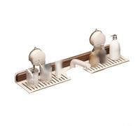 ZiStarlilife Étagère de salle de bain à ventouse en bois de noyer de 50 cm, sans perçage, support de rangement mural pour articles de toilette et articles de décoration dans les petites maisons (blanc