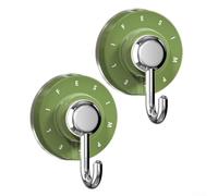 ZiStarlilife Lot de 2 crochets à ventouse robustes de 3 kg, porte-serviettes sans perçage, pour salle de bain, douche, verre, carrelage, mur, cuisine, crochet rotatif en J beige, vert, blanc (vert)
