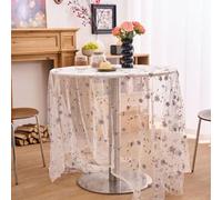ZiStarlilife Nappe brodée en dentelle - 150 x 150 cm - En polyester - Motif floral - Avec élégant motif de feuilles - Pour décoration de table de salle à manger, goûter et style rustique - Gris - 150