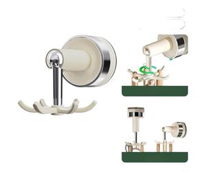 ZiStarlilife Support rotatif à 6 griffes avec ventouse, pivotant à 360 °, support mural ou au plafond, en blanc crème ou gris transparent, pour la cuisine et l'organisation à la maison (blanc crème)
