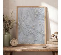 ZISTRCBAO Impression Sur Toile Sans Cadre - Monstera Deliciosa Frangipanier - Art En Relief Tropical 3D - Impression Sur Toile Décorative Motif Pour Chambre à Coucher, Bureau, Salon 50×70 cm