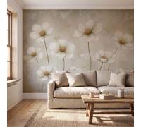 ZISTRCBAO Papier Peint Mural Soie Croquis Vintage De Fleurs | Papier Peint Panoramique Cosmos, Beige Papiers Peints Salon Chambre Bureau Couloir Murale Poster Intérieure 350x256cm