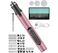 ZITFRI Stylo Graveur Électrique Mini Stylo Graveur sans Fil Kit Outil de Gravure Multifonction avec 20 Bits + 16 Pochoirs Outil de Gravure pour Bricolage Métal Verre Bois Plastique Pierre - Or Rose