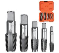 Zithgen Tarauds à Fileter | Taraud NPT | Jeu de 5 Tarauds à Tuyauterie Acier au Carbone | 1/8" 1/4" 3/8" 1/2" 3/4" | pour Filetage Gaz Plomberie Mécanique