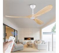 Zitty Grand Ventilateur de Plafond Extérieur Sans Lumière 152 cm Étanche avec Tige Bois Naturel pour Terrasse et Salon