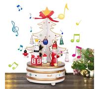 Ziurmut Boîte à Musique en Brique d'arbre de Noël, boîte à Musique de Noël rotative Blanche, kit de Blocs de Construction pour Arbre de Noël, Figurine d'arbre de Noël, Kits de boîte à Musique de Noël