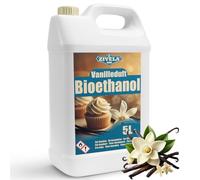 ZIVELA Bioéthanol 96,6 % 5 l | Alcool bio parfum vanille 96,6 % 5 l | Cheminée à bioéthanol ZIVELA | Parfum vanille | Combustion propre, sans fumée, flamme vive et stable