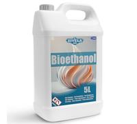 ZIVELA Bioéthanol 96,6 % - 5 l d'alcool bio 96,6 % - Bioéthanol pour cheminée, sans odeur, combustion propre, sans fumée, flamme vive et stable