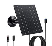 Zivif Chargeur solaire 10 W, panneau solaire 5 V pour caméras de sécurité avec ports USB-C/Micro USB/DC 5,5 x 2,1 mm, étanche IP66, support réglable à 360° et câble de 2,2 m