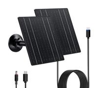 Zivif Lot de 2 chargeurs solaires 10 W, panneau solaire 5 V pour caméras de sécurité avec ports USB-C/Micro USB/DC 5,5 x 2,1 mm, étanchéité IP66, support réglable à 360° et câble de 2,2 m