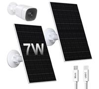 Zivif Lot de 2 panneaux solaires 7 W pour caméra de sécurité, panneau solaire USB compatible avec Eufycam 2C/2C Pro/2/2 Pro/E20/E40/E, chargeur de panneau solaire avec port USB-C, avec connecteur