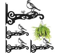 Ziwijity Lot de 4 crochets muraux robustes en métal pour plantes, mangeoires à oiseaux, carillons éoliens et lanternes - Supports de suspension inoxydables (noir)