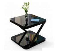 ZIYANG Table Basse Moderne en Verre, Plateau en Verre Trempé avec Étagère De Rangement, Structure en Acier Robuste, Modulable, Double Espace De Rangement, Table Basse Multifonctionnelle pour Salon,