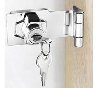 ZiYuya Loquet Porte Hasp avec différentes clés, verrou de porte angle droit serrure de tiroir bouton rotatif serrure placard serrures d'armoire verrouillage de hangar angle argenté, 4 inch