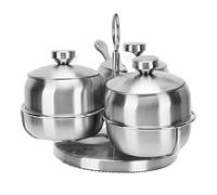Ziyvural Set de Pots à Épices Rotatif, Bocaux en Acier Inoxydable 304 | Récipient à Condiments avec Couvercle et Cuillère, Conception Anti-poussière pour Cuisine, Restaurant, Pique-nique et Camping